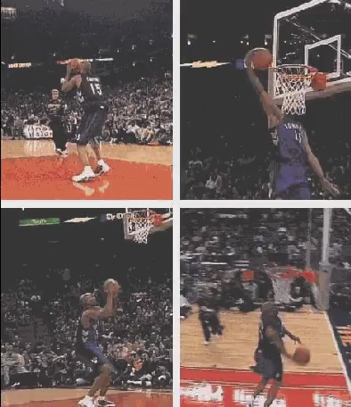 Carter's four dunks in 2000 short MP4 video